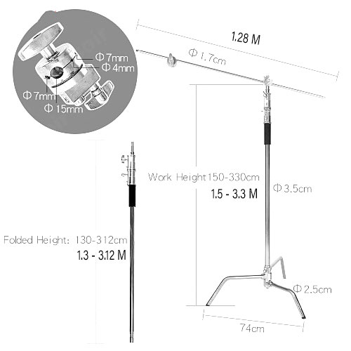 Gambar produk TaffSTUDIO C Light Stand Tripod Studio 130 cm with Extension Arm - CD-50