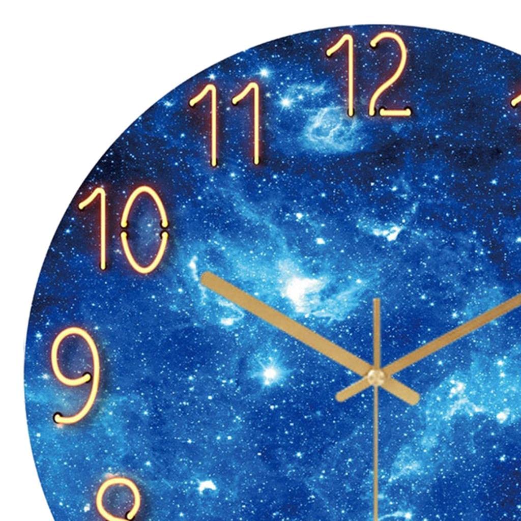 Gambar produk SunRay Jam Dinding Bulat Quartz Glass Wall Clock Starry Sky Style 30cm - INU10