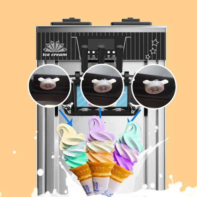 Gambar produk HS Mesin Es Krim Komersial 3 Outlet 12L Rapid Cooling Stainless Steel - ZB-BQL268