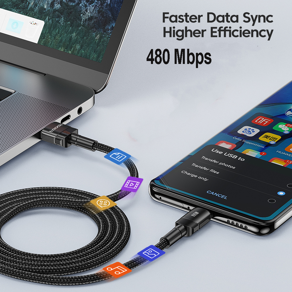 Gambar produk Toocki Kabel Data USB Type-C Fast Charging Braided 6A 100W 2M - TXCT- HYA01