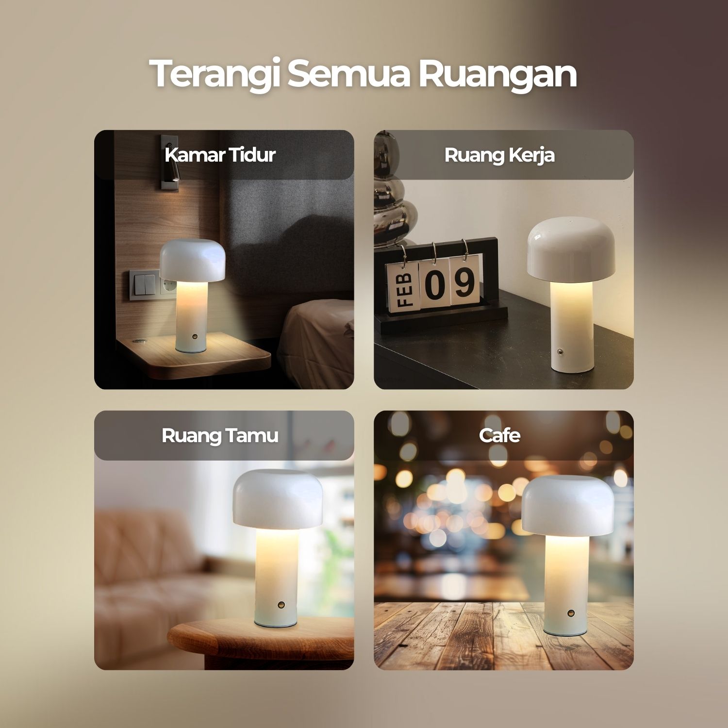 Gambar produk Casagd Lampu Meja Hias LED Mid Century Model Mushroom 3 Color 1800mAh - AFD-T1065