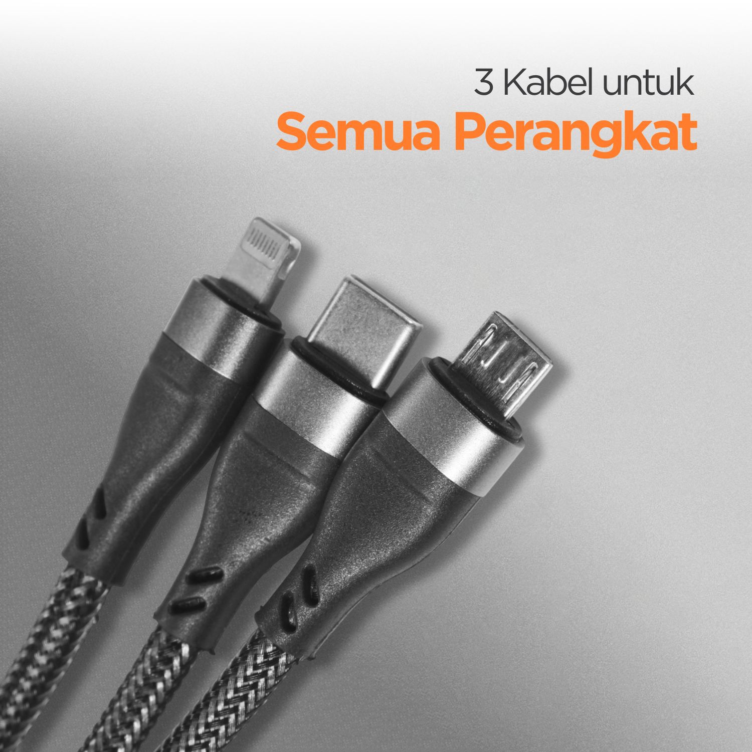 Gambar produk OPPSELVE Kabel Data 3in1 Micro USB Lightning USB Type C 5V/6A 1.2M - OP142