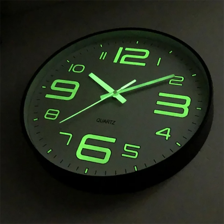 Gambar produk DnX Jam Dinding Bulat Quartz Luminous Glow in The Dark Large Font 30cm - INU6