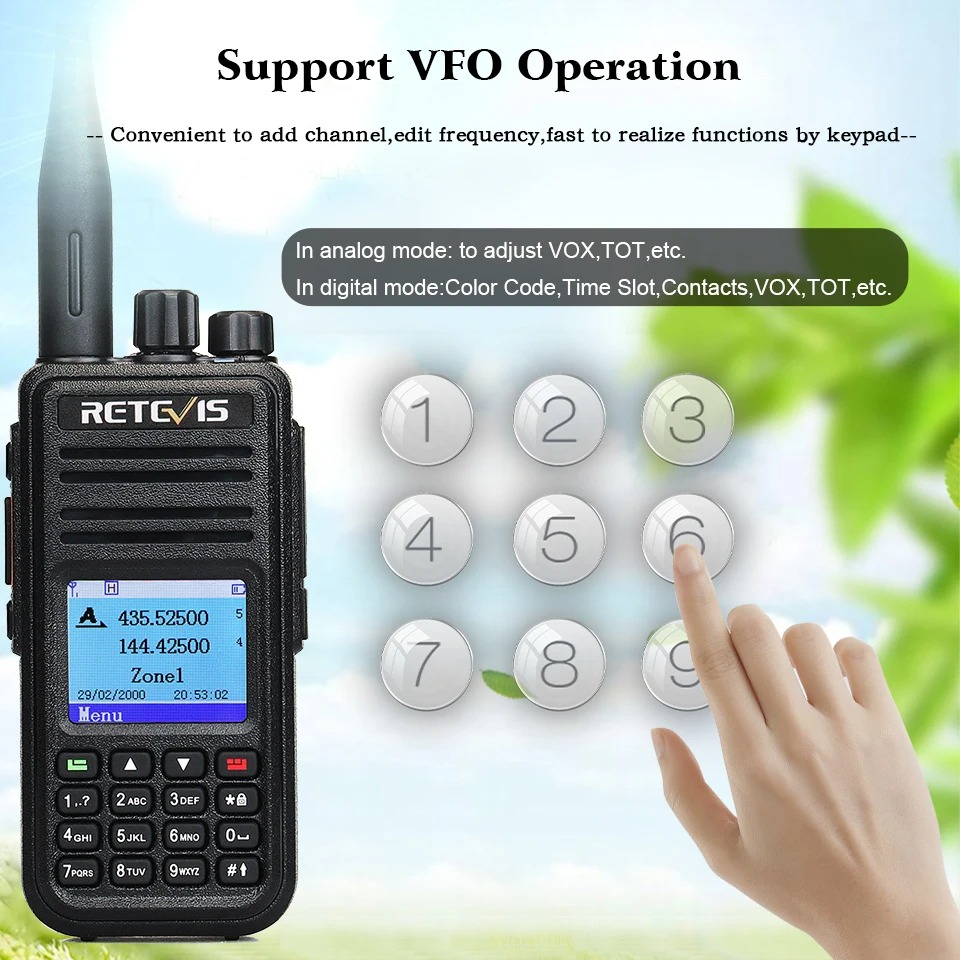 Gambar produk RETEVIS Walkie Talkie Two Way Radio Dual Band Digital Analog 2000mAh - RT3S GPS