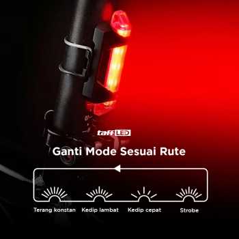 Gambar produk TaffLED Lampu Belakang Sepeda LED USB Rechargeable 250mAh 15 Lumens - DC-918