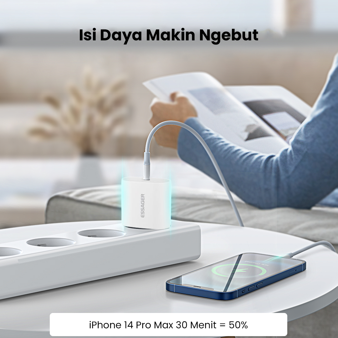 Gambar produk ESSAGER Kepala Kabel Charger USB Type C Fast Charging PD 20W - ES-CD30