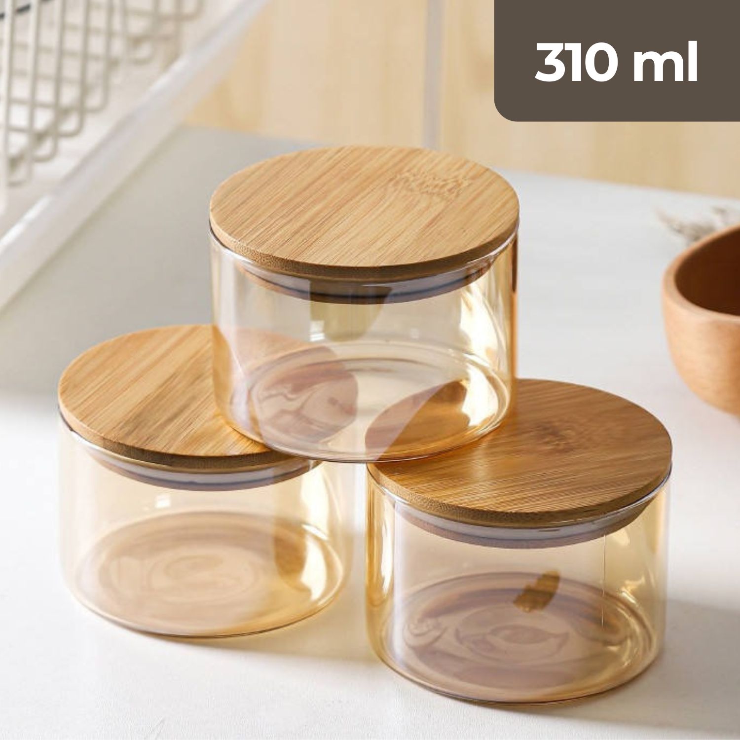 Gambar produk FANGJIE Toples Kaca Penyimpanan Makanan Sealed Storage Glass Jar 310ml - FJ3