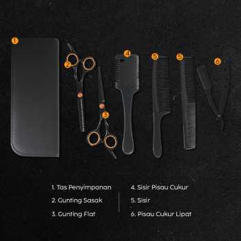 Gambar produk Noocuxuekon Set Gunting Rambut 5in1 Buffing Stainless Steel 4Cr13 - NE672