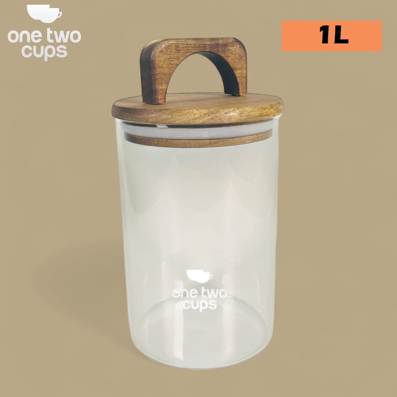 Gambar produk One Two Cups Toples Kaca Penyimpanan Makanan Kedap Udara Storage Jar 1L - CF170