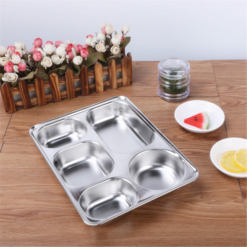 Gambar produk Januel Piring Makan Fast Food Tray Container Stainless Steel 5 Grid - Jn72