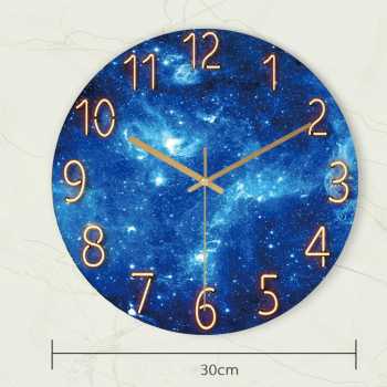 Gambar produk SunRay Jam Dinding Bulat Quartz Glass Wall Clock Starry Sky Style 30cm - INU10