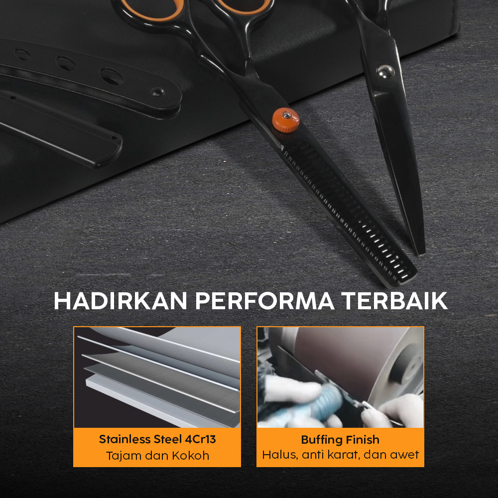 Gambar produk Noocuxuekon Set Gunting Rambut 5in1 Buffing Stainless Steel 4Cr13 - NE672