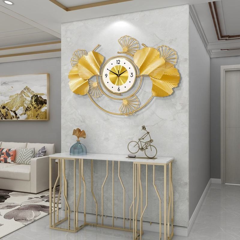 Gambar produk LIANZHUANG Jam Dinding Besi Elegan Ginkgo Biloba Silent Movement 80cm - 2886J