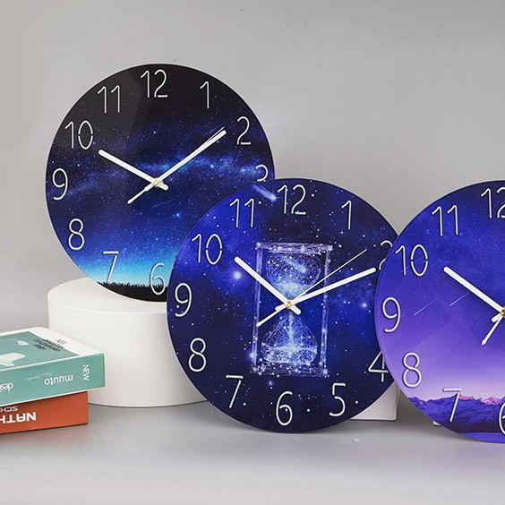 Gambar produk YESCOM Jam Dinding Kaca UV Printing Hourglass Silent 30cm - GZ034