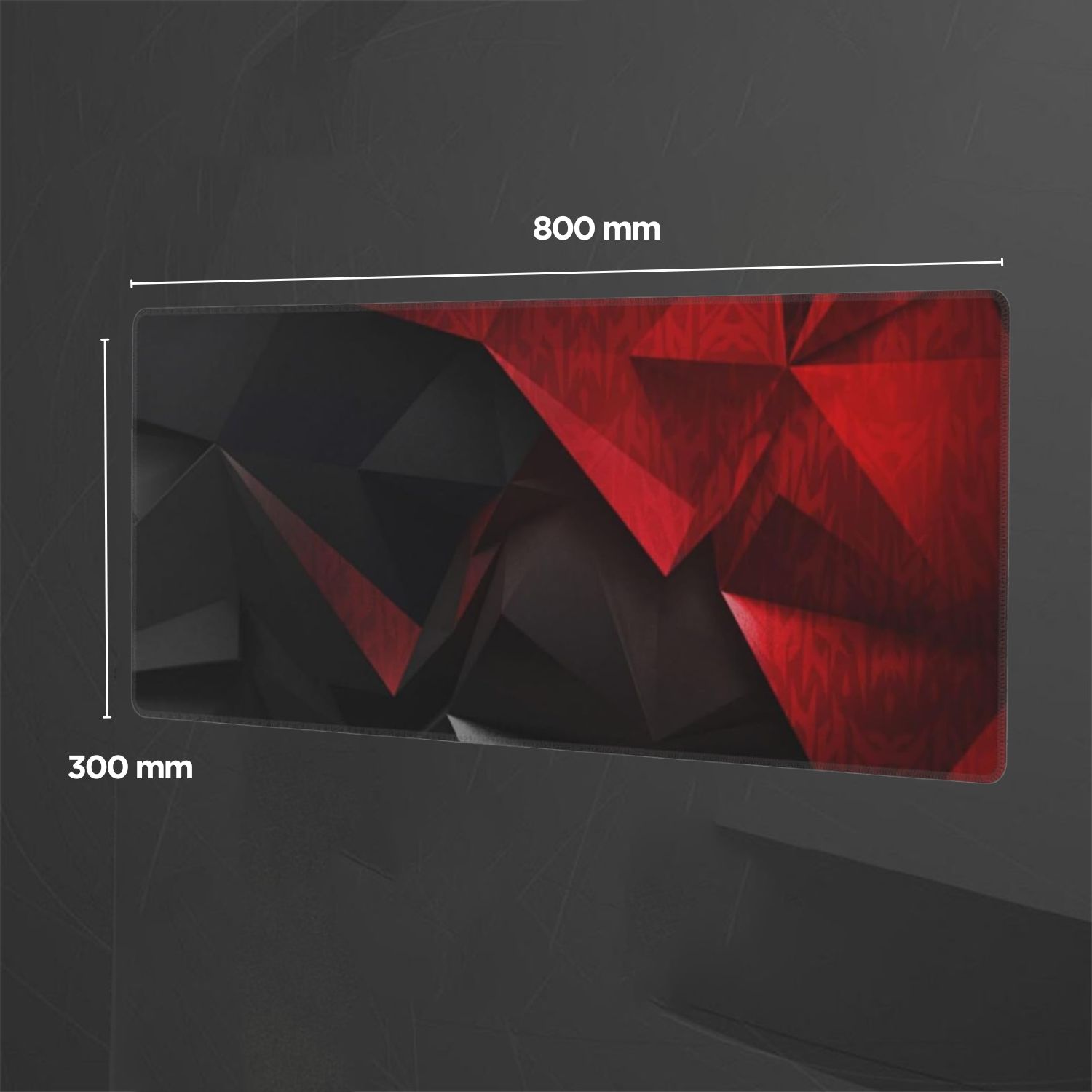 Gambar produk Kimsnot Mouse Pad Rubber Stitched Red Black Abstract 800x300x3mm - K-38