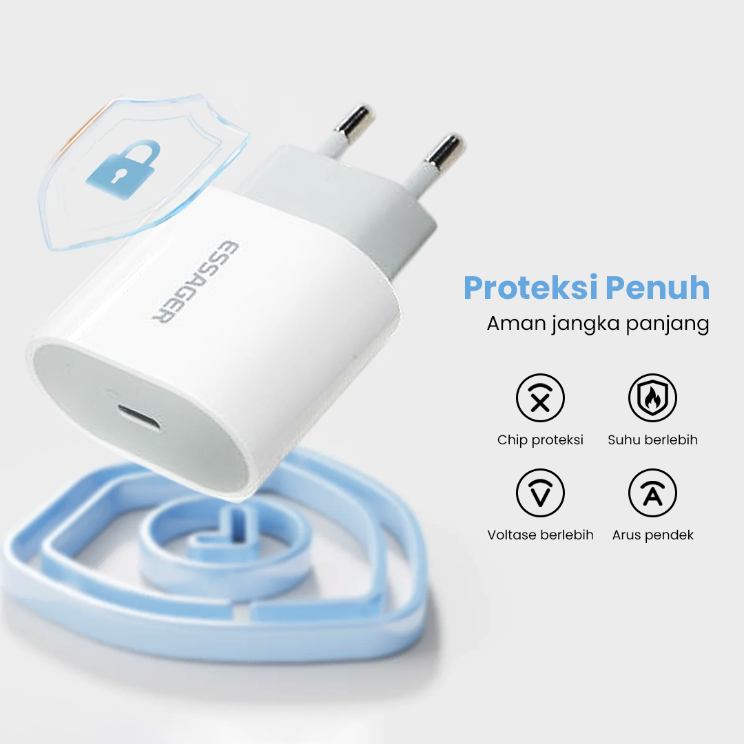 Gambar produk ESSAGER Kepala Kabel Charger USB Type C Fast Charging PD 20W - ES-CD30