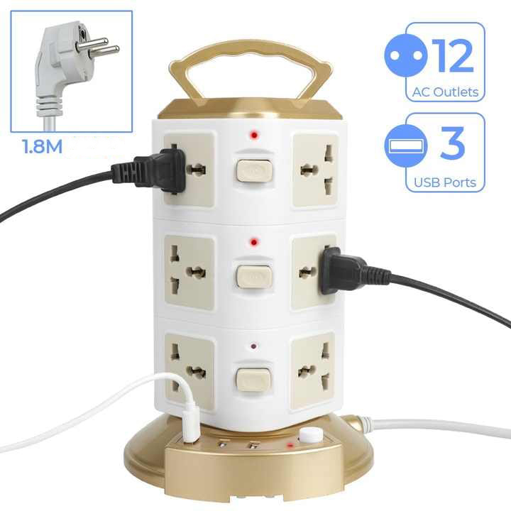 Gambar produk Combine Stop Kontak USB Universal Plug 10A 250V 2500W 12 Lubang - MC-01