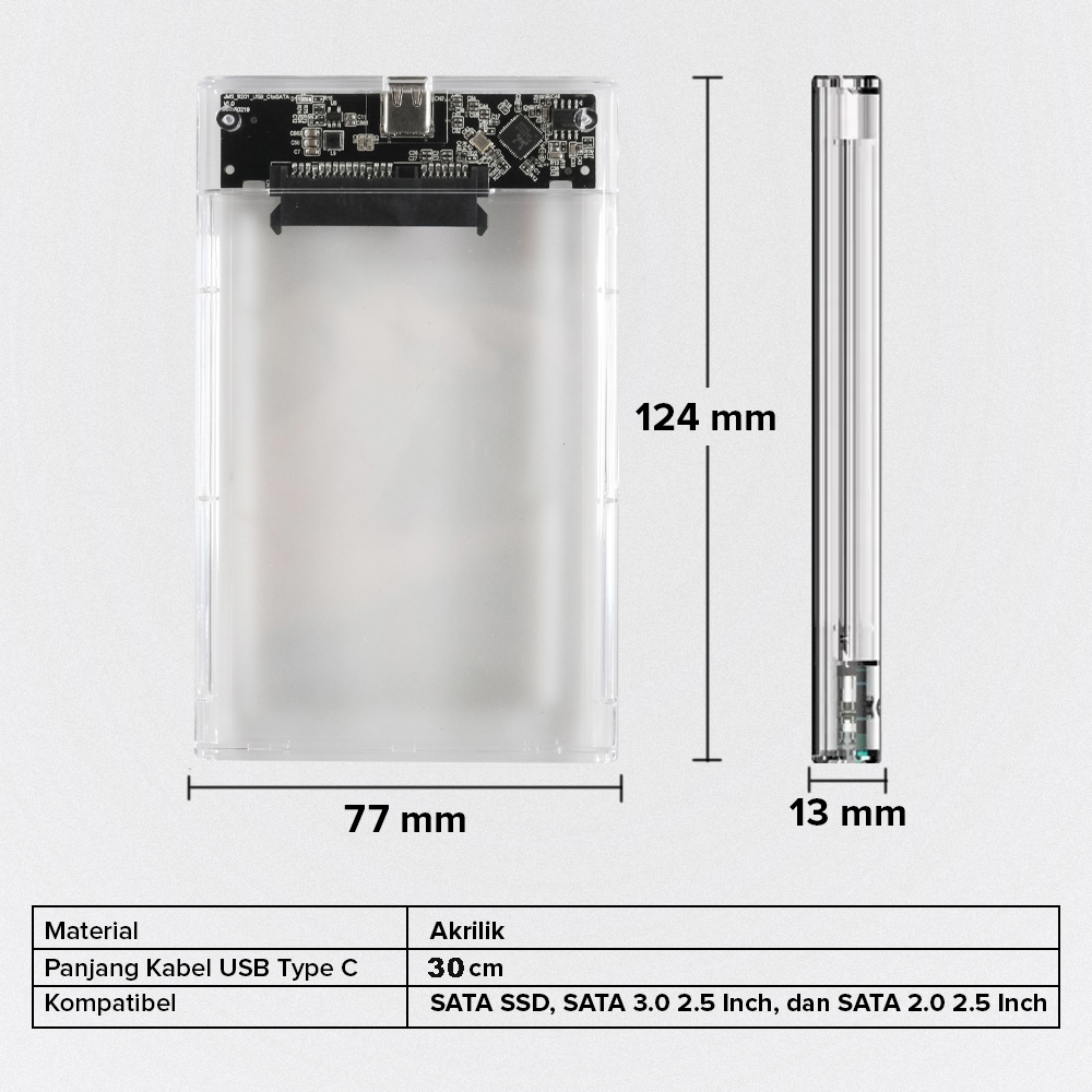 Gambar produk WTZ External HDD Enclosure 2.5 Inch USB Type-C to USB Type-C 3.1 - GEN-2