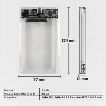 Gambar produk WTZ External HDD Enclosure 2.5 Inch USB Type-C to USB Type-C 3.1 - GEN-2
