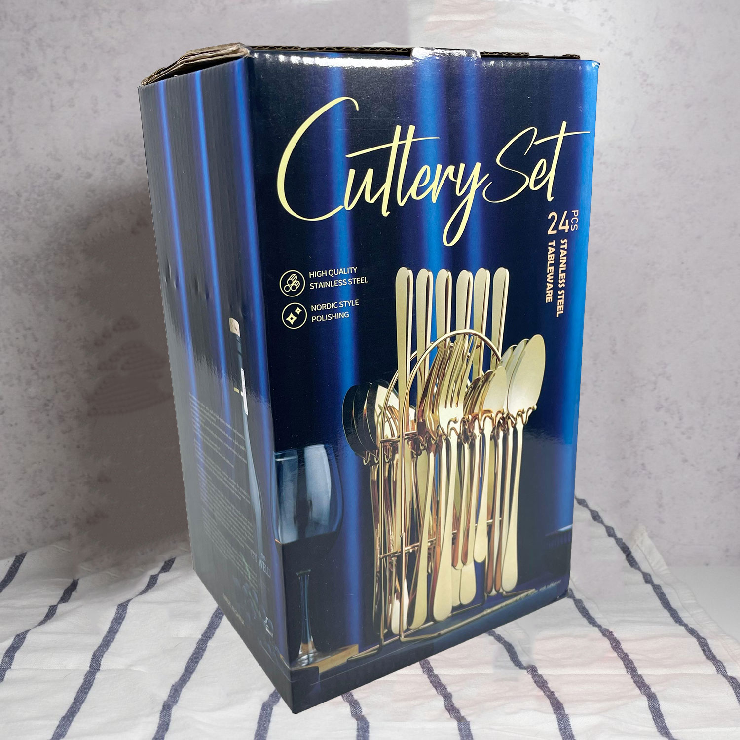 Gambar produk EWIN Set Alat Makan Sendok Garpu Elegan Cutlery Stainless Steel 24 PCS - M1013