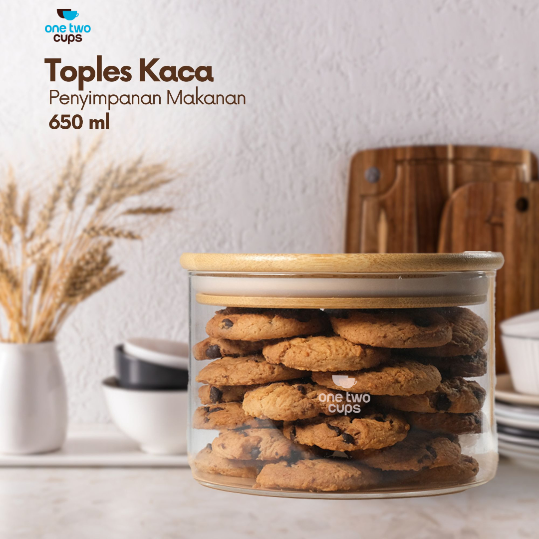 Gambar produk One Two Cups Toples Kaca Penyimpanan Makanan Sealed Storage Glass Jar 650ml - FJ3