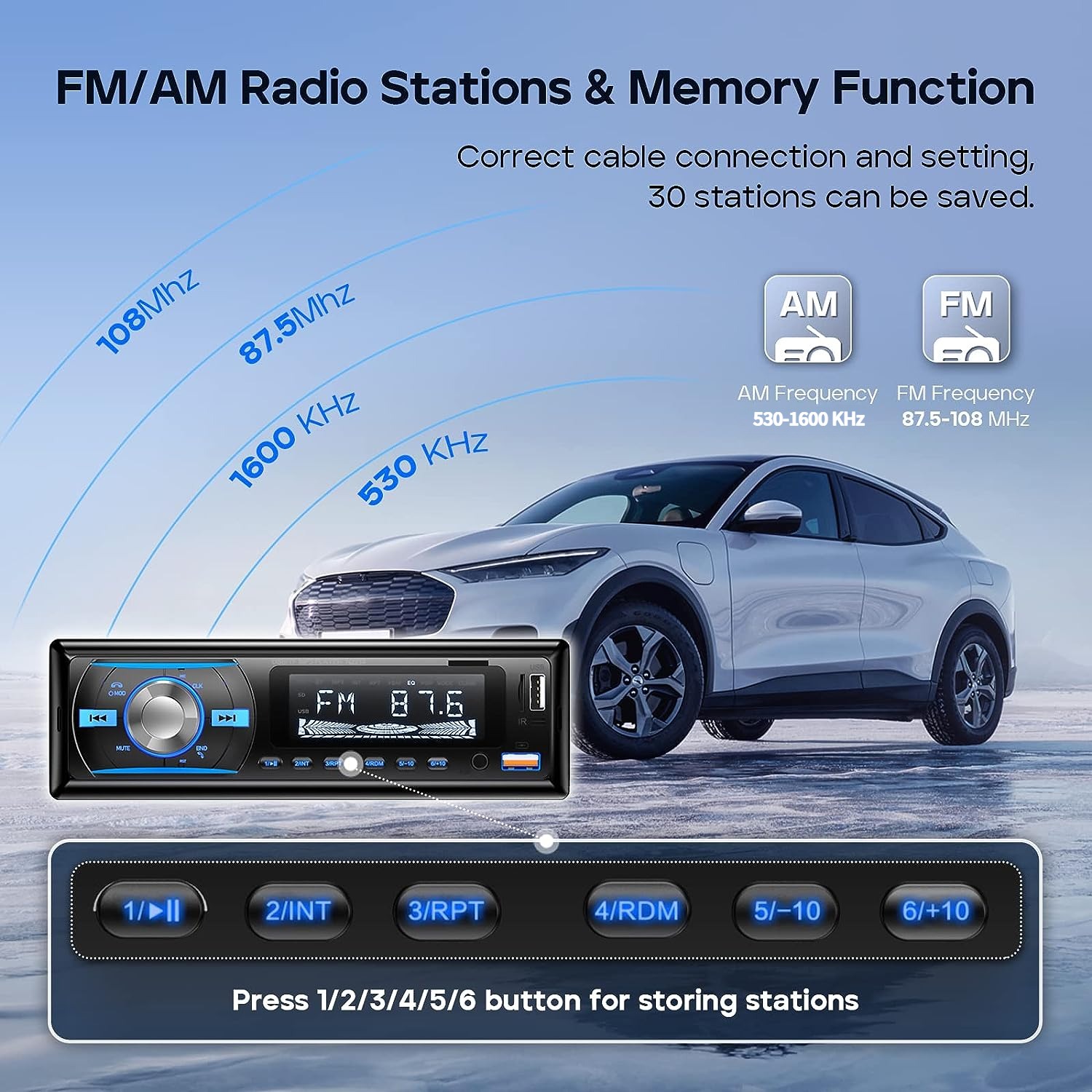 Gambar produk Wistrue Tape Mobil Audio MP3 Player LCD Bluetooth 5.0 Wireless 60W - 2219