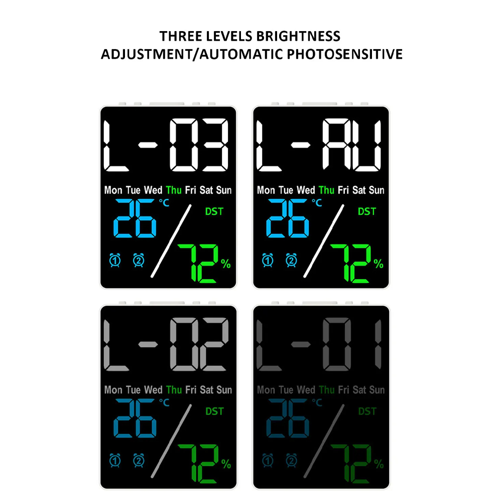 Gambar produk DICO Jam Meja Digital LED Smart Alarm Clock Temperature Large Screen - DC-12