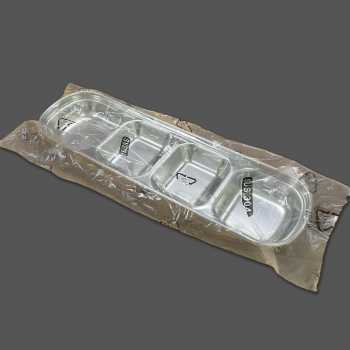 Gambar produk UKCOCO Tempat Saus Kecil Square Sauce Dish Plate Stainless Steel 304 4 Grid - UC3