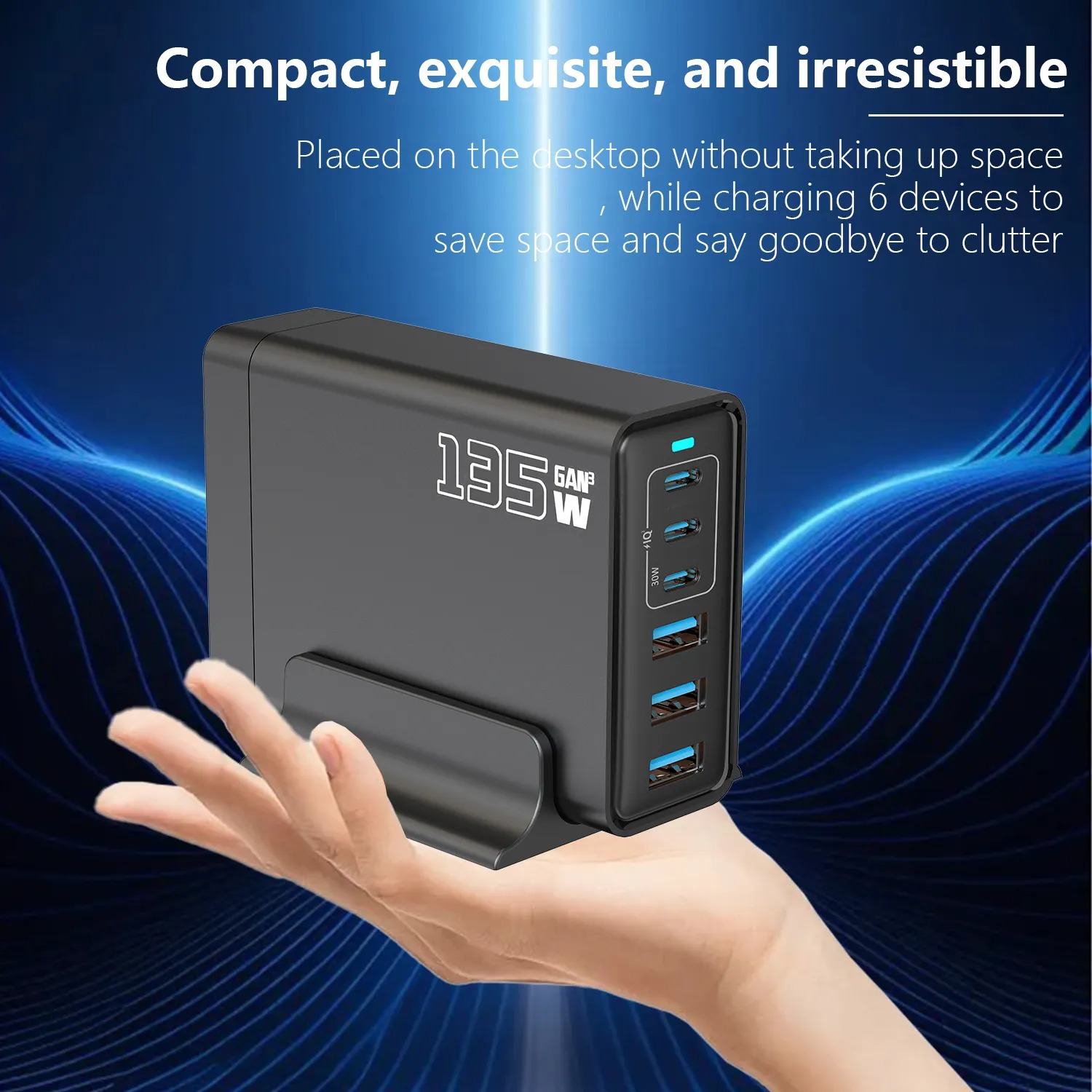 Gambar produk ILEPO Charger USB Docking Station 6 Multi Port Type C PD GaN3 135W - W-100