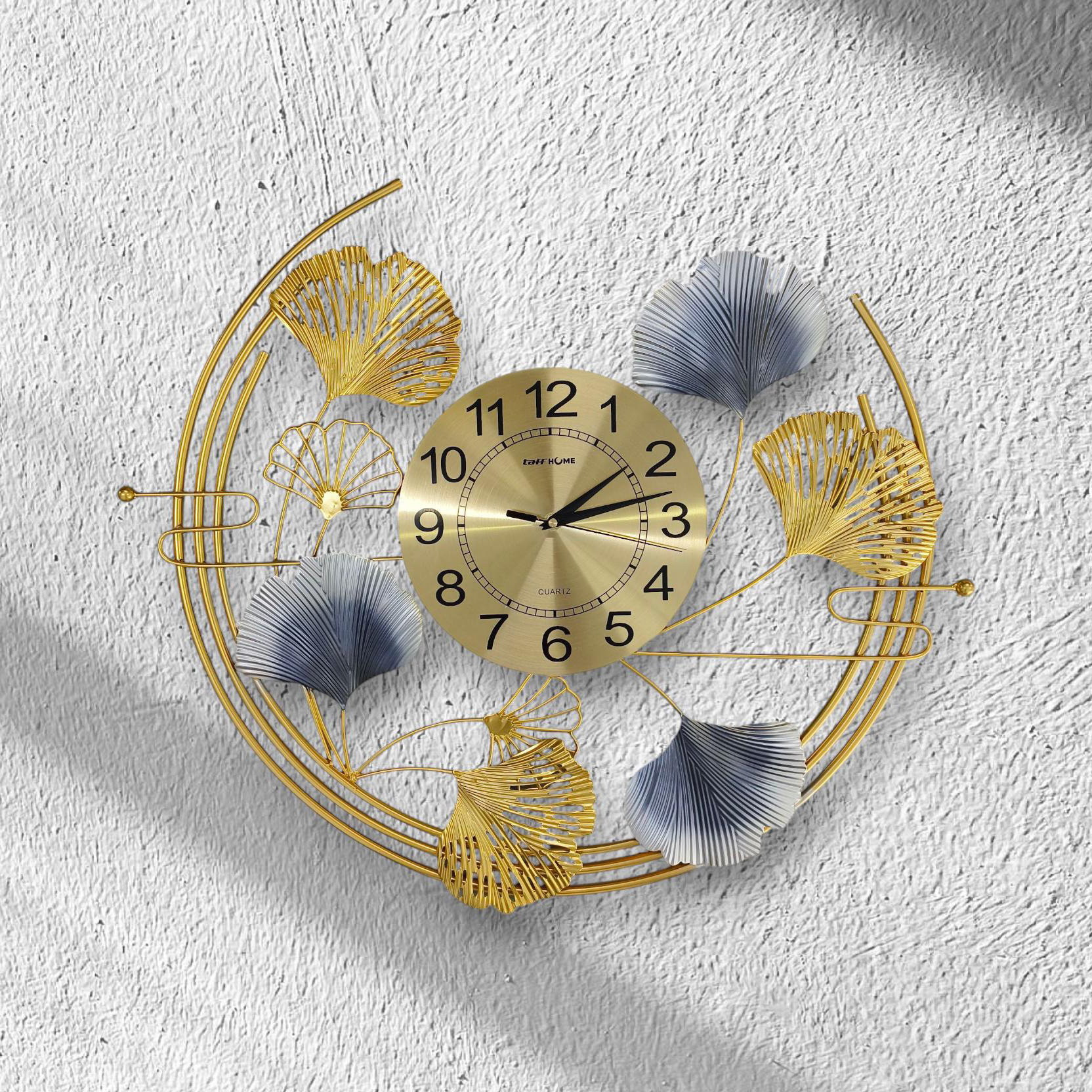 Gambar produk TaffHOME Jam Dinding Besi Elegan Ginkgo Biloba Silent Movement 66cm - 2086C