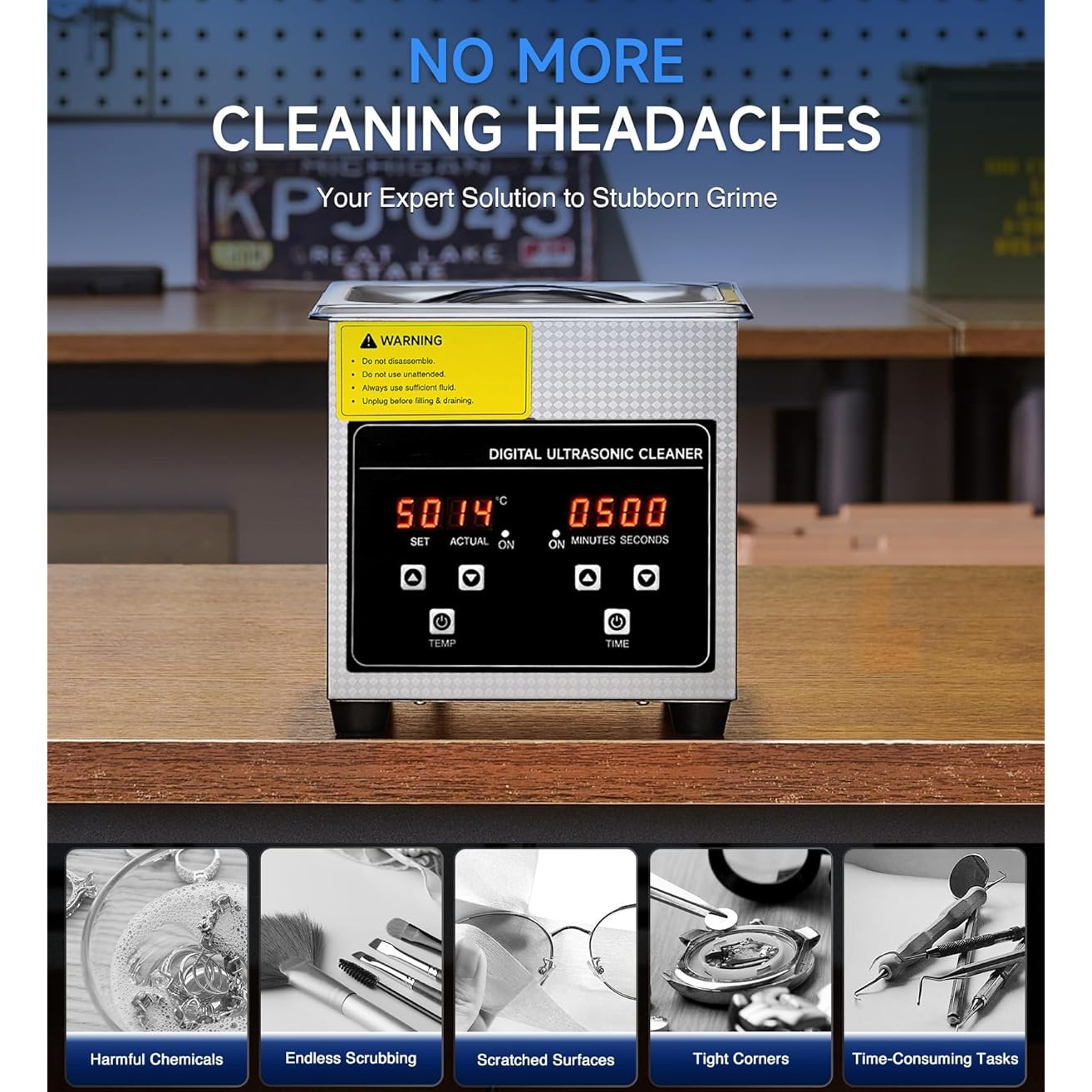 Gambar produk VEVOR Mesin Pembersih Perhiasan Ultrasonic Temperature Multifungsi 2L - KZ-D2