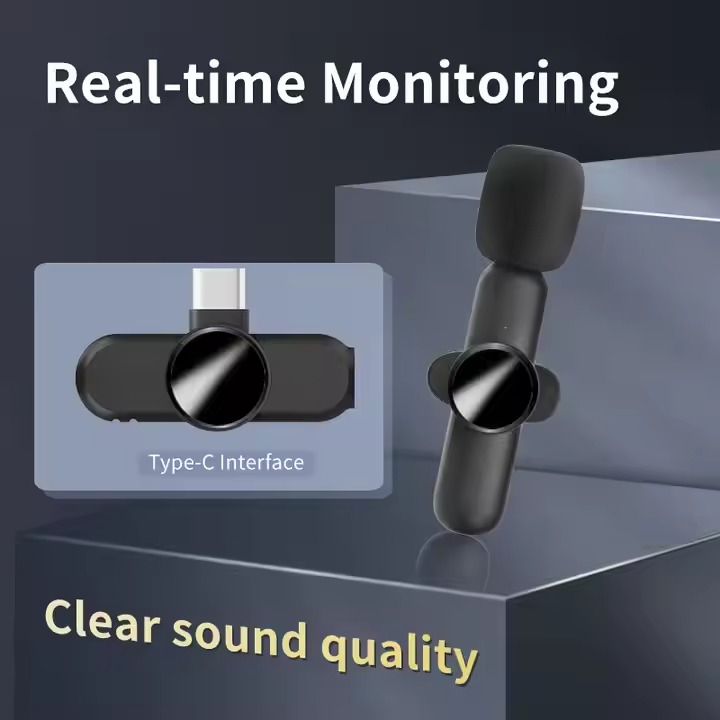 Gambar produk DDLIN Mic Clip On Wireless Microphone Mini Clear Sound 2in1 USB Type C - F2
