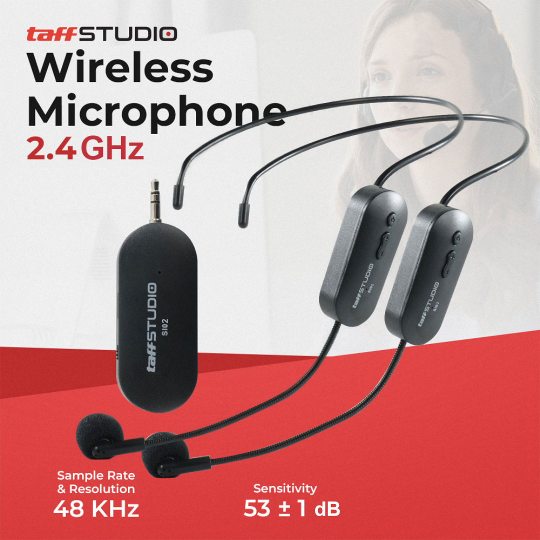 Gambar produk TaffSTUDIO Wireless Microphone 2.4G Headset 2 PCS with Receiver - SI02