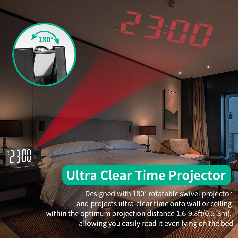 Gambar produk NieNie Jam Meja Digital Projector LED Smart Alarm Clock Temperature - NN-23
