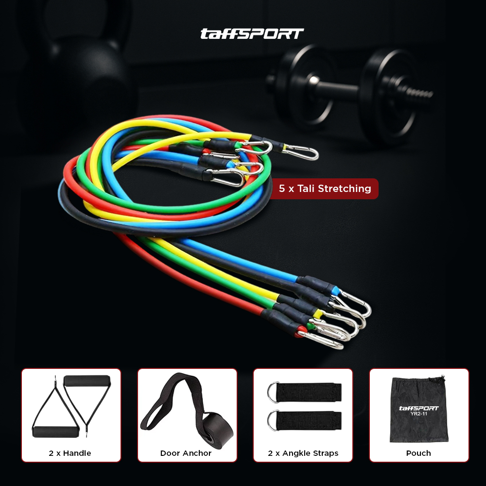Gambar produk TaffSPORT Set Tali Stretching Resistance Band 11 PCS/Set - YR2-11