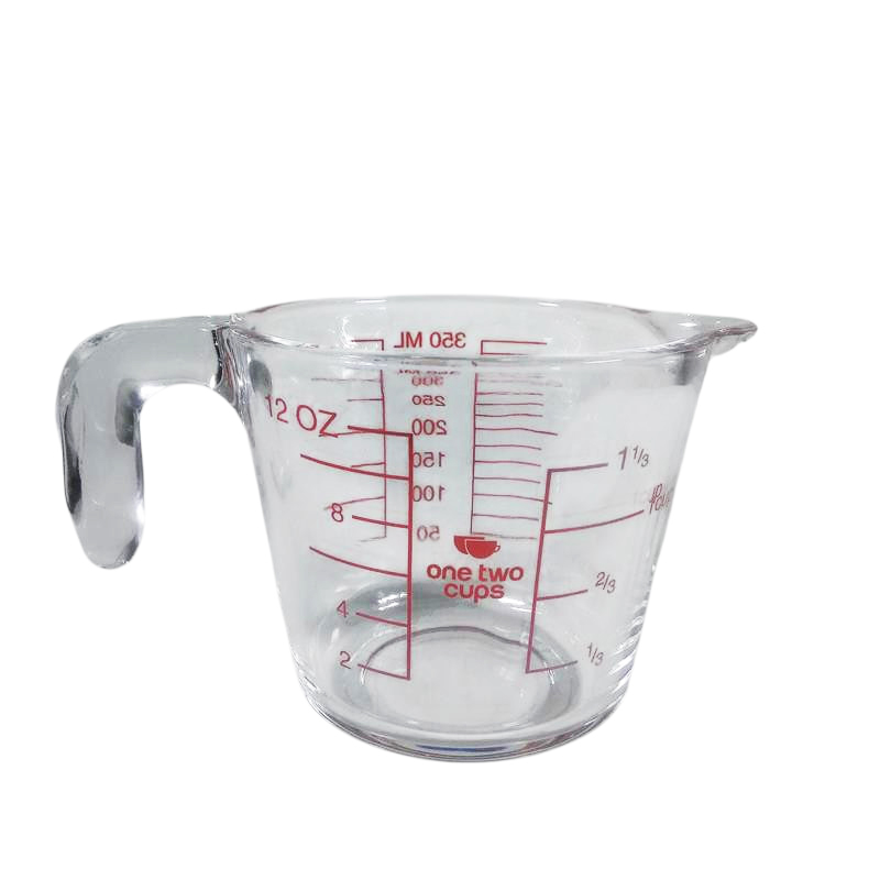 Gambar produk One Two Cups Gelas Ukur Takaran Kaca Microwave Heating Glass ML OZ Cup 350ml - GG-18