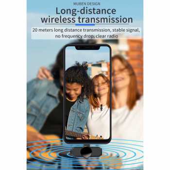 Gambar produk DDLIN Mic Clip On Wireless Microphone Mini Clear Sound 3in1 USB Type C - F3