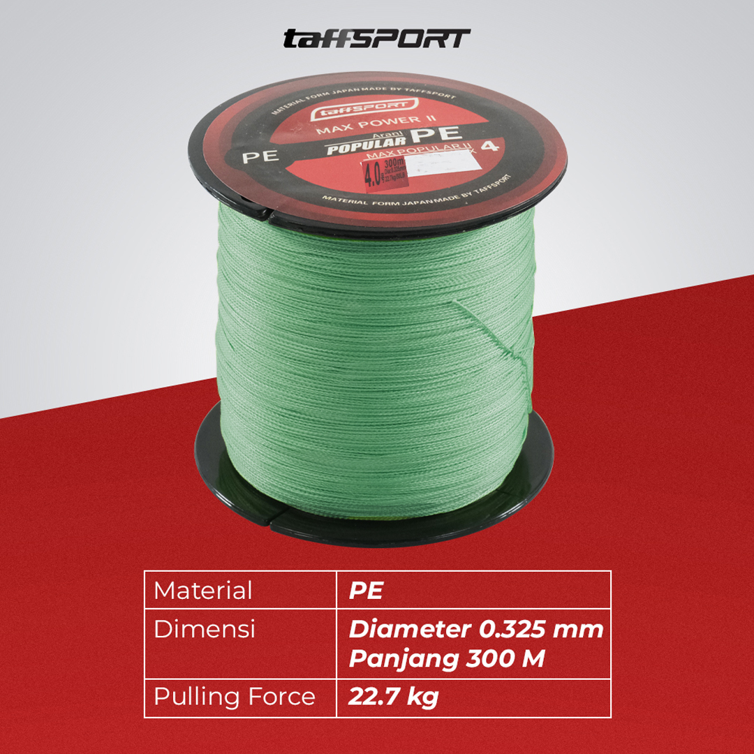 Gambar produk TaffSPORT Senar Tali Pancing Fishing PE Braided Thick Line 300M Line Number 4.0# - BLTP