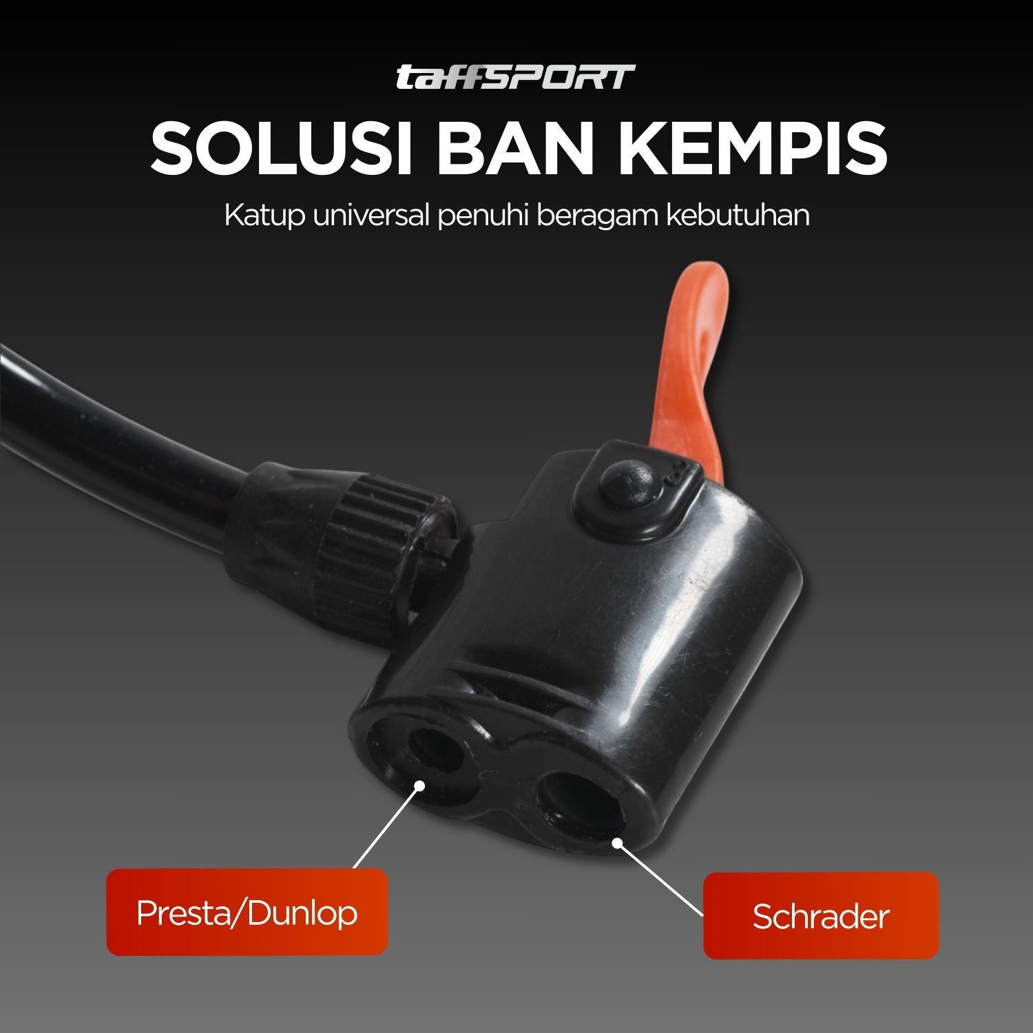 Gambar produk TaffSPORT Pompa Angin Sepeda Portable Pump 160 PSI with Gauge - XT402