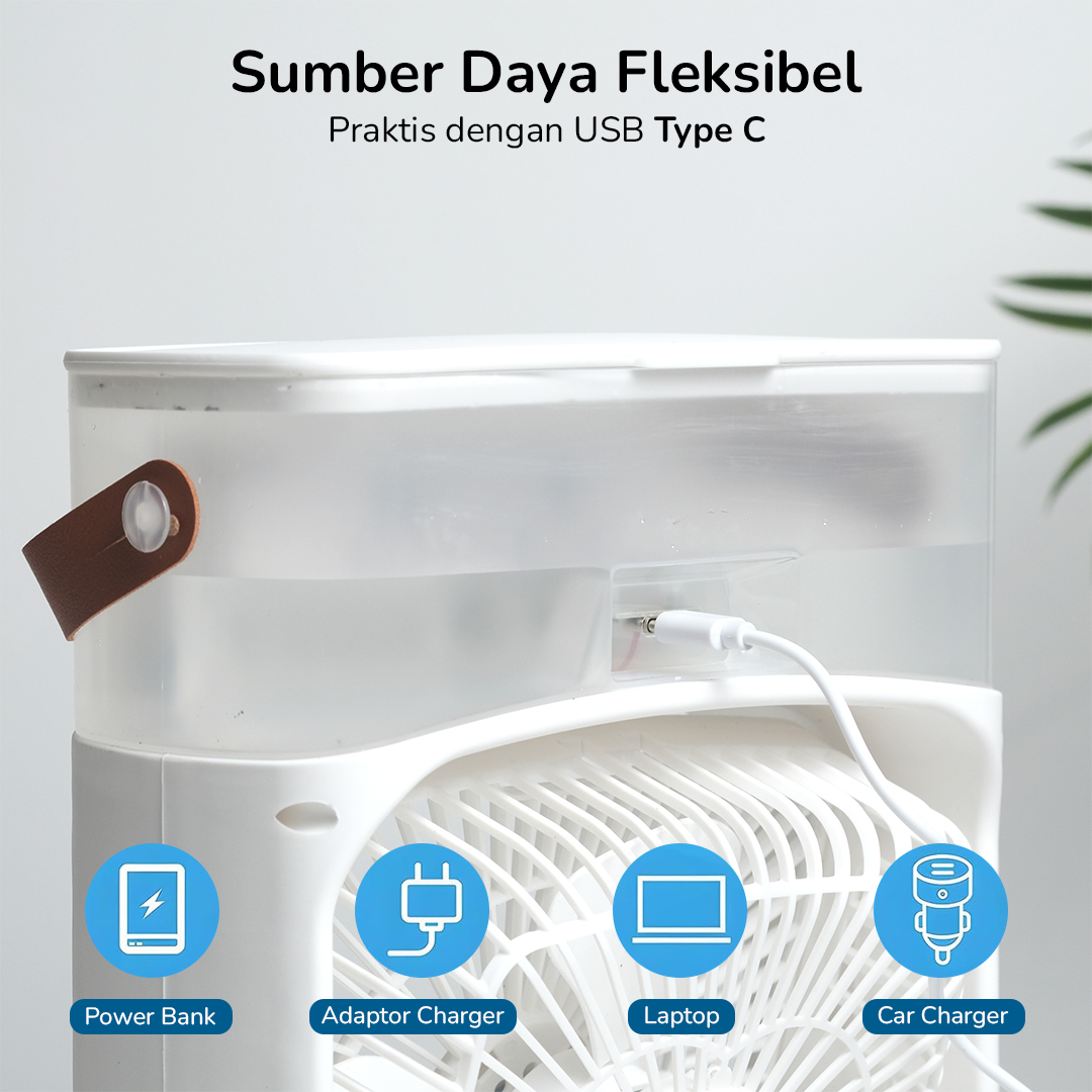 Gambar produk ABAY Air Cooler Mini Fan AC 3 Speed Kipas Penyejuk Ruangan 600ml - AB666