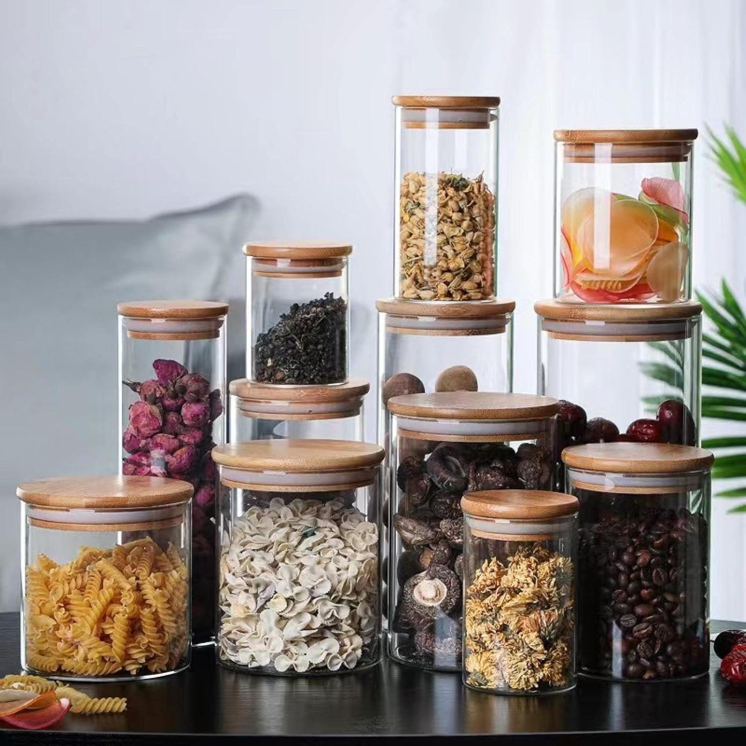 Gambar produk NETA Toples Kaca Penyimpanan Makanan Storage Glass Jar With Bambo Lid 500ml - INU54