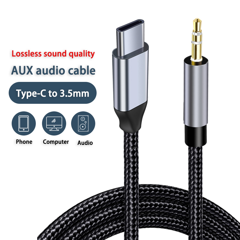 Gambar produk ChicRain Kabel Audio Speaker USB Type C to AUX 3.5mm Stable Signal 1M - CR-35