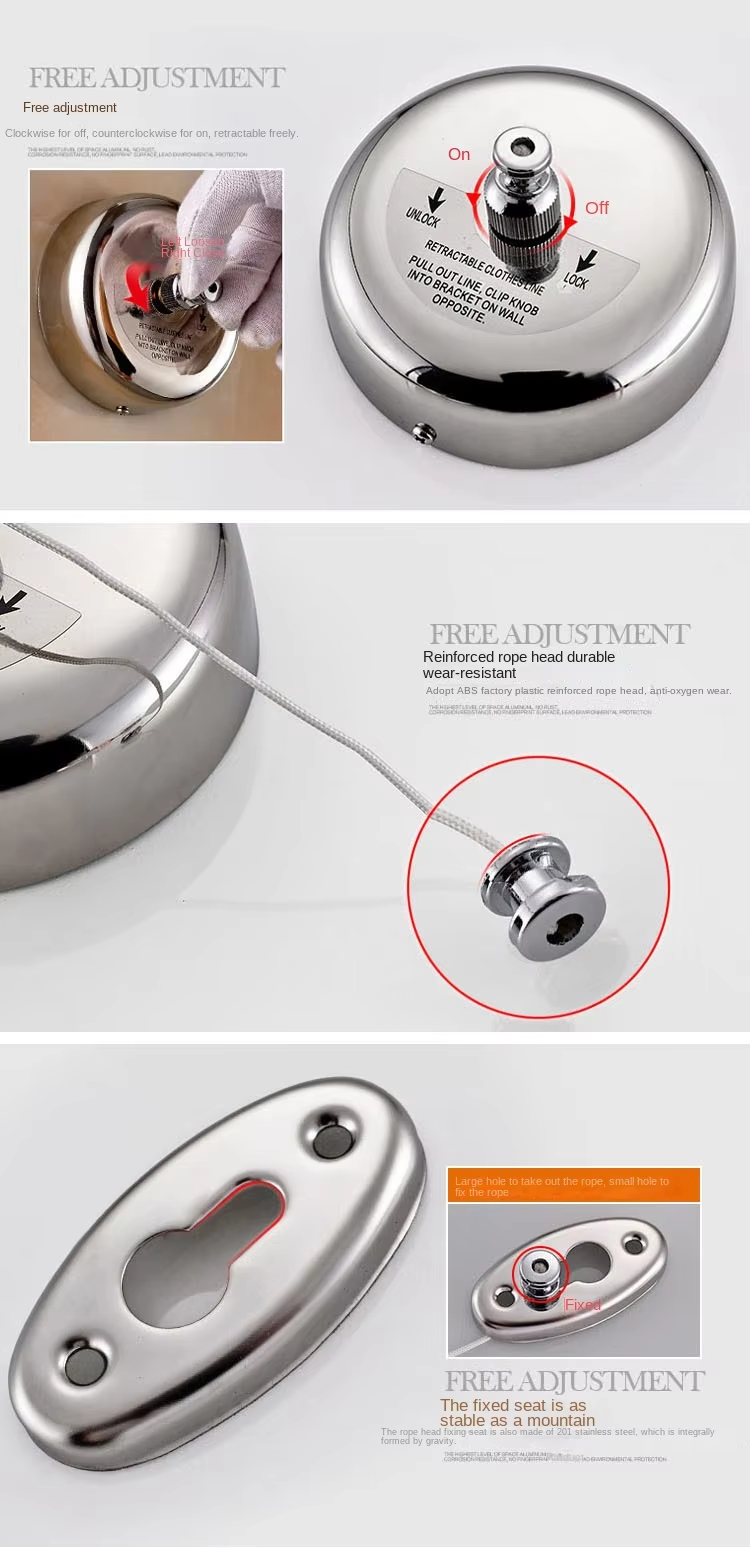 Gambar produk ZJN Tali Jemuran Baju Adjustable Indoor Outdoor Retractable 2.8M - Z2M