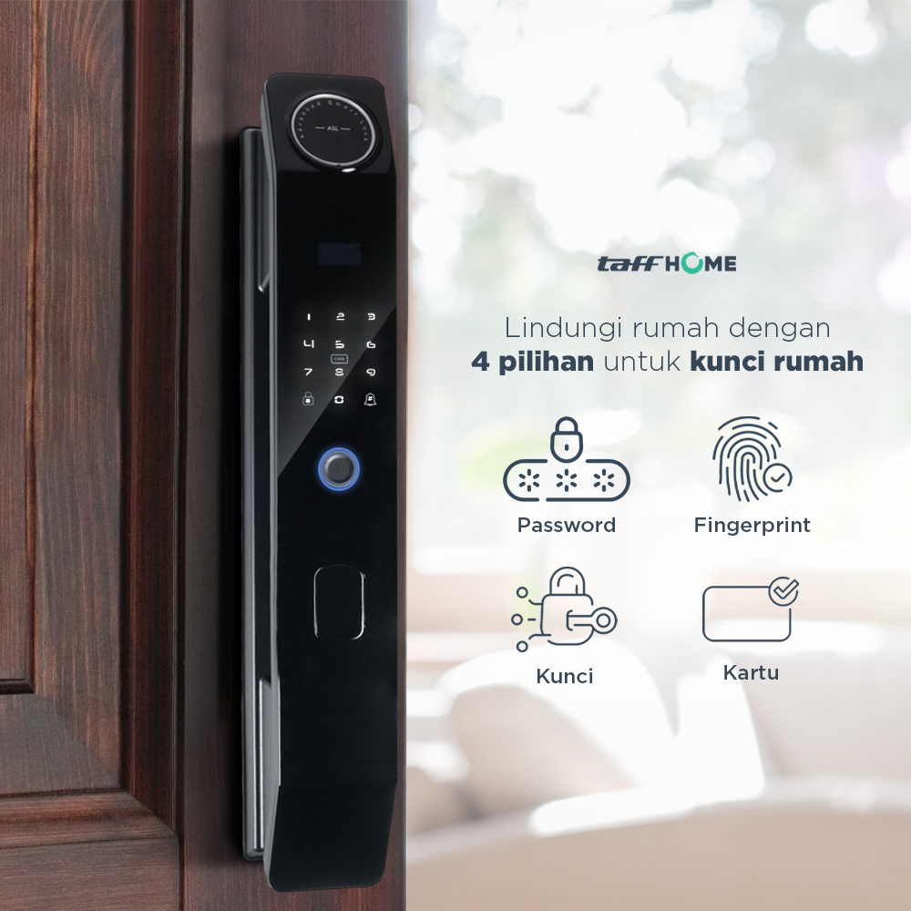 Gambar produk TaffHOME Smart Door Lock Fingerprint Password Card Cryptography Alarm - B35