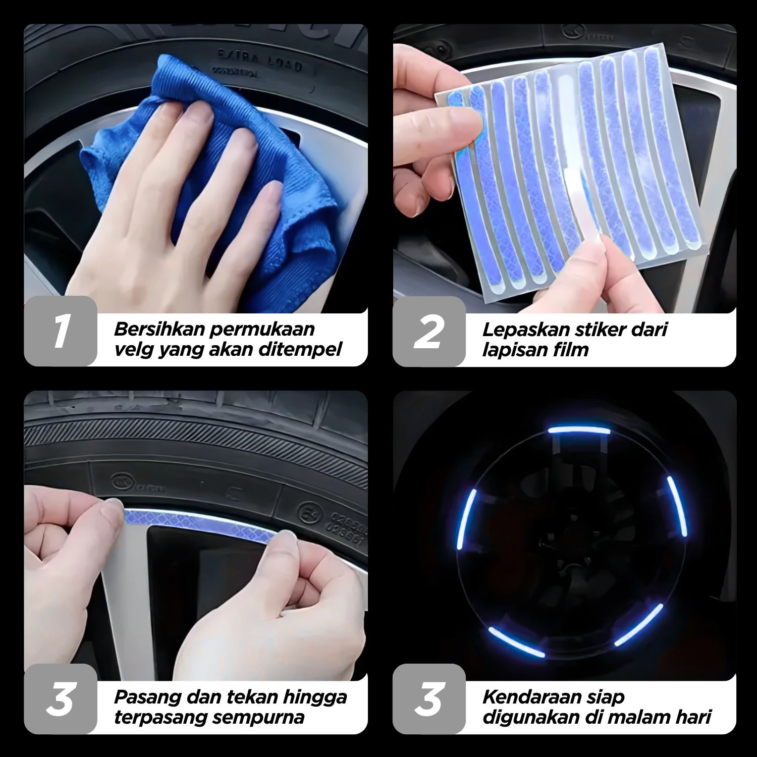 Gambar produk Stiker Roda Sepeda Bicycle Wheel Reflective Sticker 8 Strip - A-0001