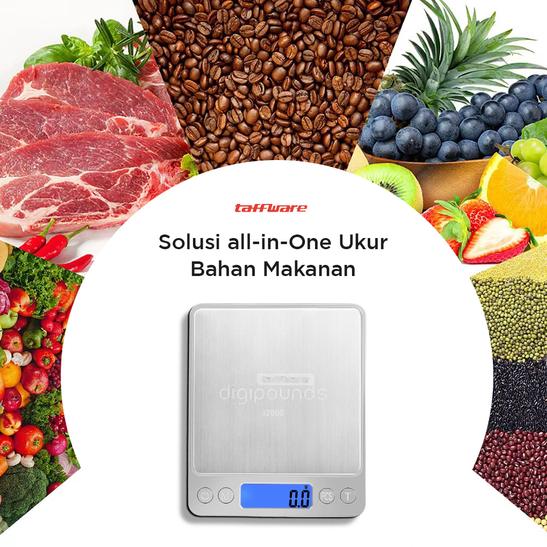 Gambar produk Taffware Digipounds Timbangan Dapur Mini Digital Scale 1kg 0.1g - i2000