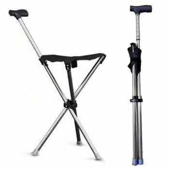 Gambar produk HEIBEI Tongkat Jalan Kursi Lipat 2in1 Foldable Cane Chair Adjustable - HB-300