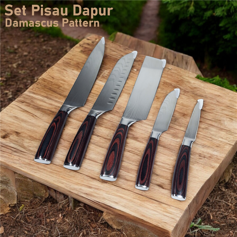 Gambar produk XITUO Set Pisau Dapur Damascus Pattern Chef Boning Knife 5 PCS - DL5