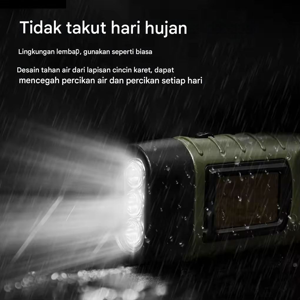 Gambar produk FMA Lampu Portable LED Flashlight Hand Crank Dynamo Solar Power Torch - FM50