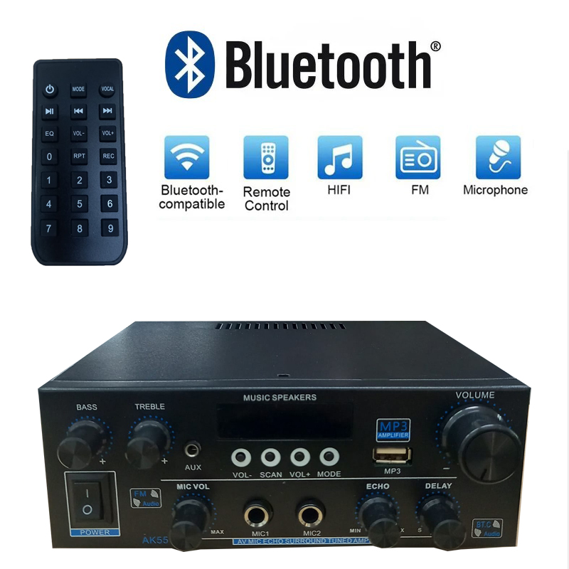 Gambar produk Woker Audio Amplifier Bluetooth HiFi Optical Coaxial Channel 2.0 - AK55